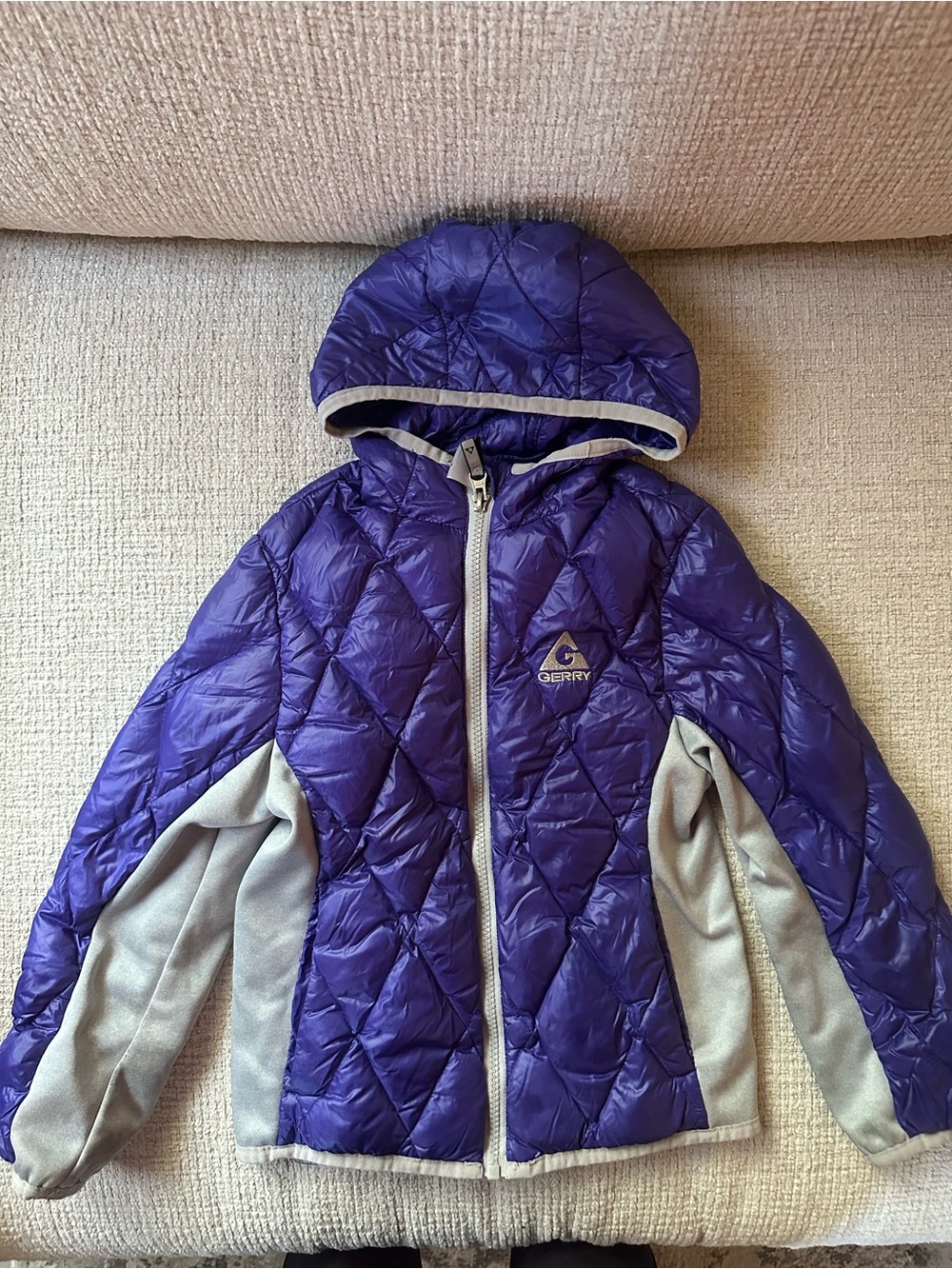 Gerry Weber Kids Purple Quilted Hooded Puffer with Gray Panels Size XS 5/6